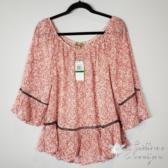 Democracy Tops - Democracy Orange Women's Blouse, NWT, Large